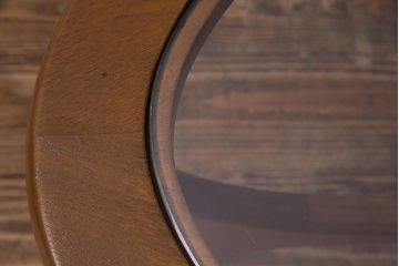 ヴィンテージ家具　Stonehill(ストーンヒル)　ガラストップのオーバル型センターテーブル(コーヒーテーブル、リビングテーブル、ビンテージ)(R-038027)