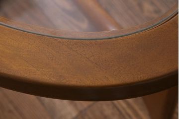 ヴィンテージ家具　Stonehill(ストーンヒル)　ガラストップのオーバル型センターテーブル(コーヒーテーブル、リビングテーブル、ビンテージ)(R-038027)