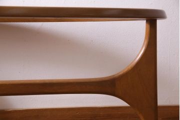 ヴィンテージ家具　Stonehill(ストーンヒル)　ガラストップのオーバル型センターテーブル(コーヒーテーブル、リビングテーブル、ビンテージ)(R-038027)