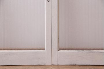 アンティーク家具　昭和中期　ナチュラルインテリアにぴったりなペイントガラス戸2枚セット(引き戸、建具)(R-038028)
