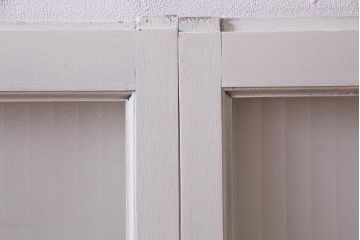 アンティーク家具　昭和中期　ナチュラルインテリアにぴったりなペイントガラス戸2枚セット(引き戸、建具)(R-038028)