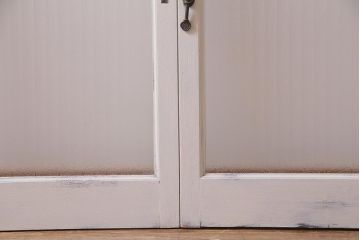 アンティーク家具　昭和中期　ナチュラルインテリアにぴったりなペイントガラス戸2枚セット(引き戸、建具)(R-038028)