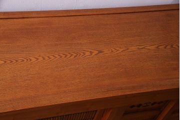 新古品　特大サイズ!　ニレ無垢材　和の空間作りに活躍する9尺水屋箪笥・上(九尺水屋、サイドボード、和箪笥、収納棚)(R-038029)