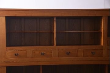 新古品　特大サイズ!　ニレ無垢材　和の空間作りに活躍する重ね9尺水屋箪笥(九尺水屋、サイドボード、和箪笥、収納棚)(R-038031)