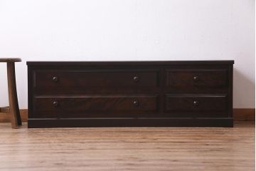 中古　北海道民芸家具　気品漂うベンチチェスト(ローボード、テレビボード)(定価18万円)(R-038032)