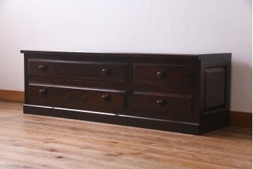 中古　北海道民芸家具　気品漂うベンチチェスト(ローボード、テレビボード)(定価18万円)(R-038032)