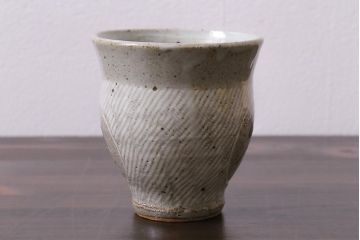 人間国宝　島岡達三　象嵌湯呑　共箱付き(湯のみ)(R-038048)