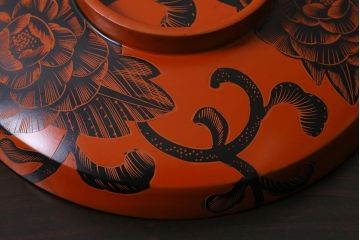 アンティーク雑貨　大正期　漆塗り　沈黒・金蒔絵が贅沢な蓋付き木製椀5客セット(漆器、和食器)(R-038050)