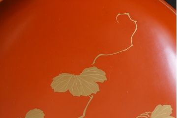アンティーク雑貨　大正期　漆塗り　沈黒・金蒔絵が贅沢な蓋付き木製椀5客セット(漆器、和食器)(R-038050)