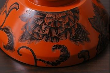 アンティーク雑貨　大正期　漆塗り　沈黒・金蒔絵が贅沢な蓋付き木製椀5客セット(漆器、和食器)(R-038050)