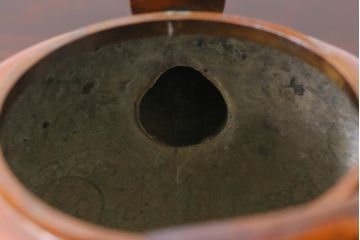アンティーク雑貨　骨董　明治大正期　葵文(会津三つ葵紋)　銅製湯沸し(銅瓶、薬缶)(R-038054)