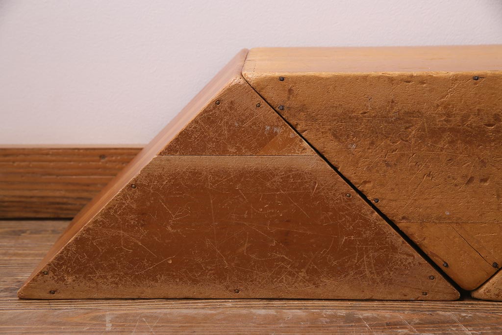 レトロ雑貨　昭和レトロ　大きな積み木セット【三角形・大/3ヶ組】(飾り台、ディスプレイ雑貨)(R-038076)