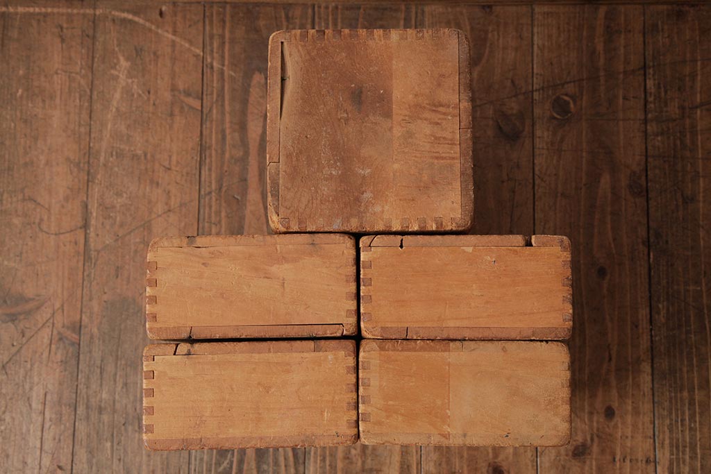 アンティーク雑貨　昭和レトロ　大きな積み木セット【四角形/7ヶ組】(飾り台、花台、ディスプレイ雑貨)(R-038092)