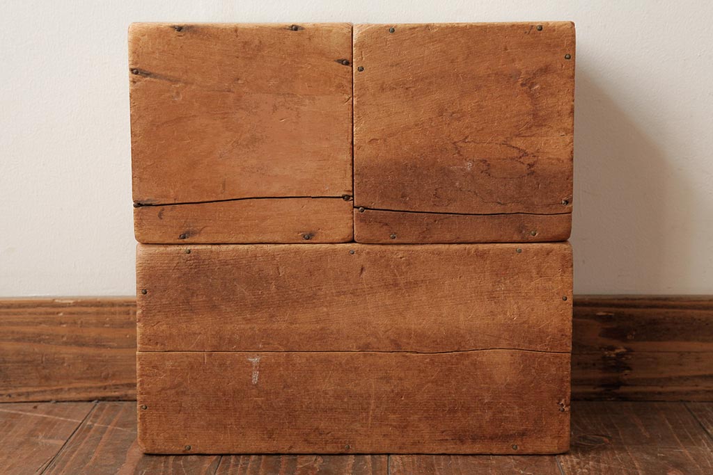 アンティーク雑貨　昭和レトロ　大きな積み木セット【四角形/7ヶ組】(飾り台、花台、ディスプレイ雑貨)(R-038092)