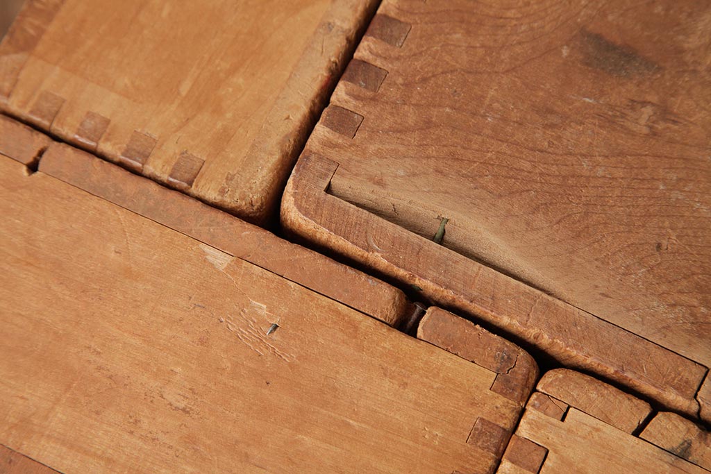 アンティーク雑貨　昭和レトロ　大きな積み木セット【四角形/7ヶ組】(飾り台、花台、ディスプレイ雑貨)(R-038092)