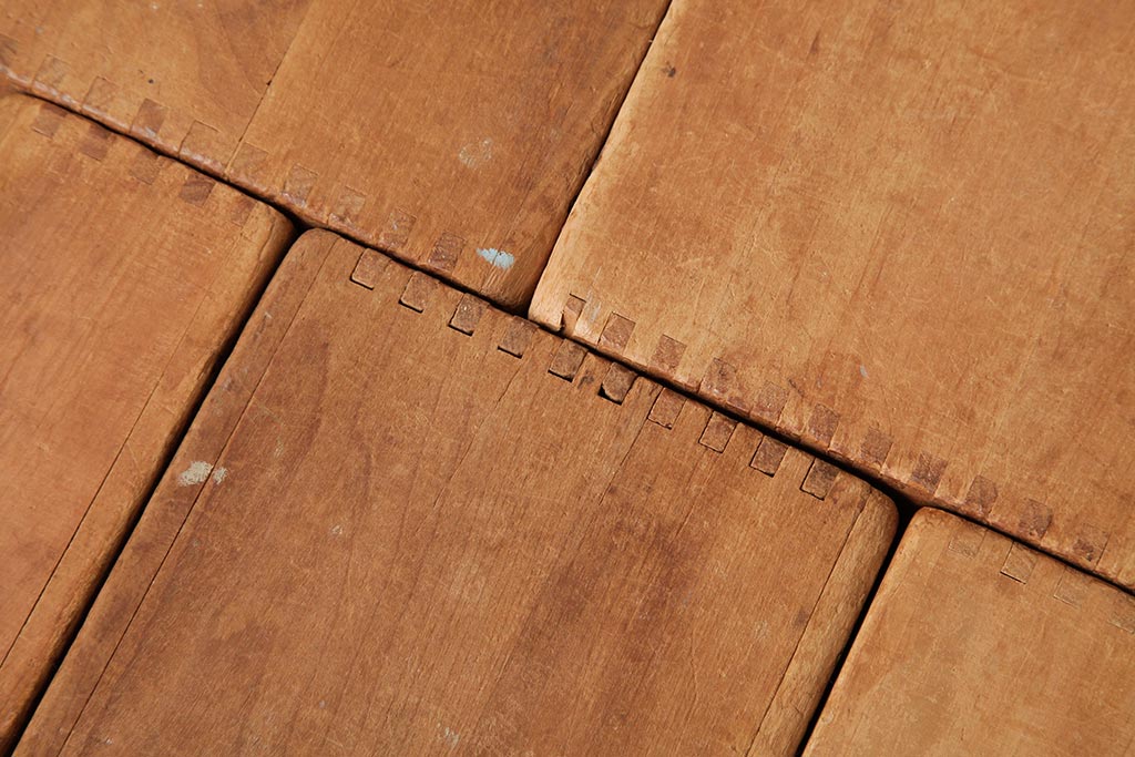 アンティーク雑貨　昭和レトロ　大きな積み木セット【四角形/7ヶ組】(飾り台、花台、ディスプレイ雑貨)(R-038092)