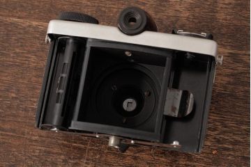 ビンテージ雑貨　FUJI　FUJIPET(フジペット)　革ケース付き　ヴィンテージカメラ　グレー(R-038109)