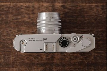 アンティーク雑貨　CANON(キャノン)　P(ポピュレール)　ケース付き　コレクションにもおすすめなヴィンテージカメラ(ビンテージ)(R-038117)