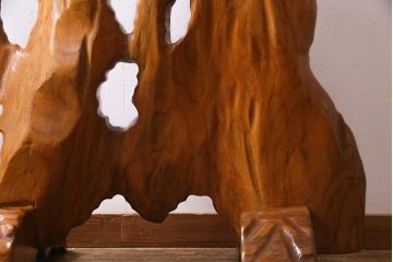 ビンテージ家具　和製　ケヤキ材を活かした存在感抜群のつい立て(衝立、パーテーション、仕切り)(R-038120)