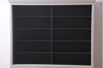 リメイク家具　中古　九州民芸家具　白と深緑のバイカラーがお洒落なペイントキャビネット(食器棚、収納棚)(R-038129)