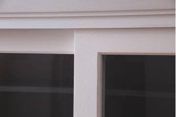 リメイク家具　中古　九州民芸家具　白と深緑のバイカラーがお洒落なペイントキャビネット(食器棚、収納棚)(R-038129)