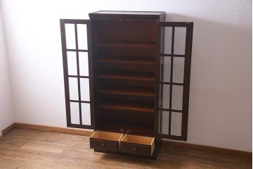 中古　北海道民芸家具　HM114K　洗練された印象の本箱(ブックケース、キャビネット、飾り棚)(定価約25万7千円)(R-038130)