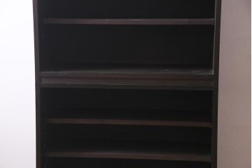 ラフジュ工房オリジナル　アンティーク古建具リメイク　すりガラス入り　組子模様が美しい重ね戸棚(書院戸、収納棚、キャビネット)(R-038131)