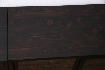 ラフジュ工房オリジナル　アンティーク古建具リメイク　すりガラス入り　組子模様が美しい重ね戸棚(書院戸、収納棚、キャビネット)(R-038131)