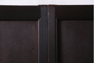 アンティーク建具　明治大正期　渋い色味が魅力のシンプルな板戸2枚セット(建具、帯戸、引き戸)(R-038135)