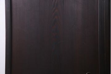 アンティーク建具　明治大正期　渋い色味が魅力のシンプルな板戸2枚セット(建具、帯戸、引き戸)(R-038135)