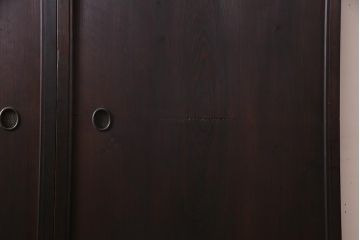 アンティーク建具　明治大正期　渋い色味が魅力のシンプルな板戸2枚セット(建具、帯戸、引き戸)(R-038135)