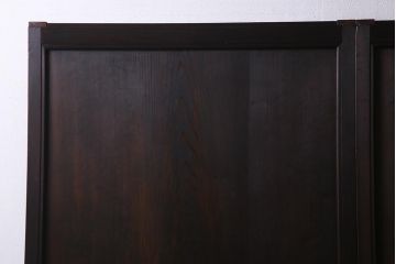 アンティーク建具　明治大正期　渋い色味が魅力のシンプルな板戸2枚セット(建具、帯戸、引き戸)(R-038135)