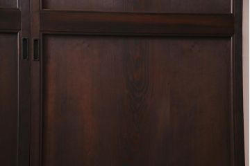 アンティーク建具　明治大正期　渋い色味が魅力のシンプルな板戸2枚セット(建具、帯戸、引き戸)(R-038135)