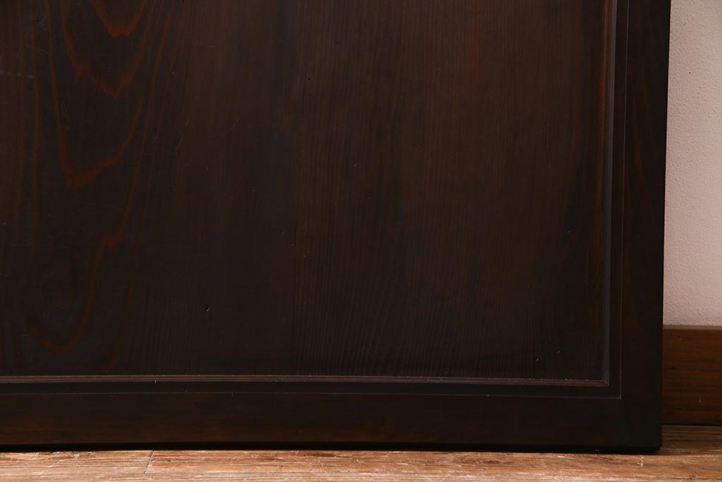 アンティーク建具　明治大正期　渋い色味が魅力のシンプルな板戸2枚セット(建具、帯戸、引き戸)(R-038135)