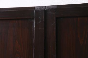 アンティーク建具　幅広サイズで存在感抜群の格子帯戸2枚セット(建具、引き戸)(R-038136)