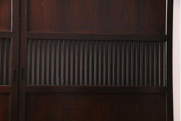 アンティーク建具　幅広サイズで存在感抜群の格子帯戸2枚セット(建具、引き戸)(R-038136)