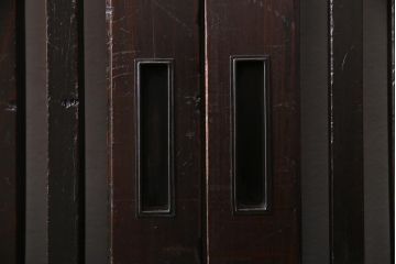アンティーク建具　幅広サイズで存在感抜群の格子帯戸2枚セット(建具、引き戸)(R-038137)