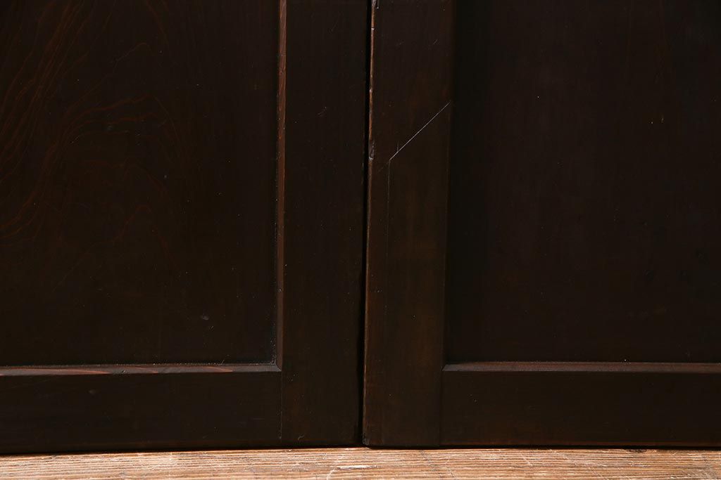 アンティーク建具　幅広サイズで存在感抜群の格子帯戸2枚セット(建具、引き戸)(R-038137)