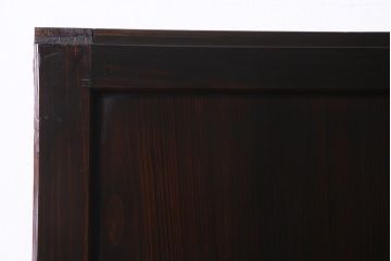 アンティーク建具　幅広サイズで存在感抜群の格子帯戸2枚セット(建具、引き戸)(R-038137)