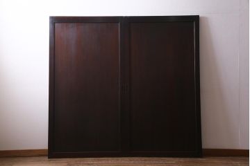 アンティーク建具　和製アンティーク　まっすぐな木目が美しい明治大正期の板戸(引き戸、建具)2枚セット(R-038138)