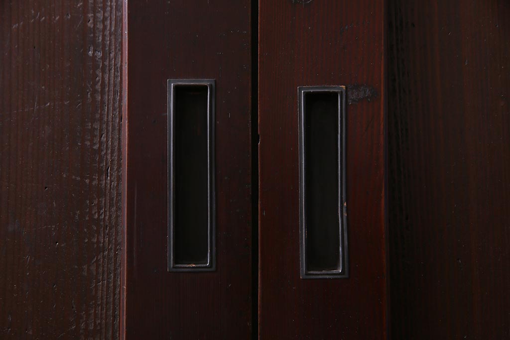 アンティーク建具　和製アンティーク　まっすぐな木目が美しい明治大正期の板戸(引き戸、建具)2枚セット(R-038138)