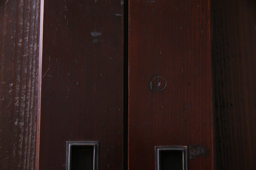 アンティーク建具　和製アンティーク　まっすぐな木目が美しい明治大正期の板戸(引き戸、建具)2枚セット(R-038138)