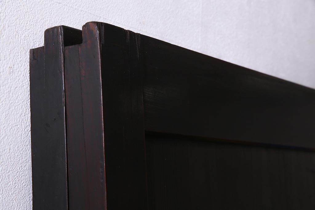 アンティーク建具　和製アンティーク　まっすぐな木目が美しい明治大正期の板戸(引き戸、建具)2枚セット(R-038138)