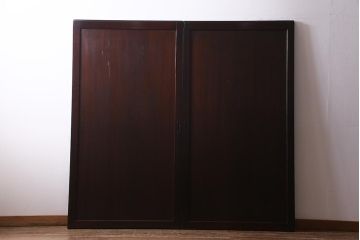 アンティーク建具　和製アンティーク　まっすぐな木目が美しい明治大正期の板戸(引き戸、建具)2枚セット(R-038138)