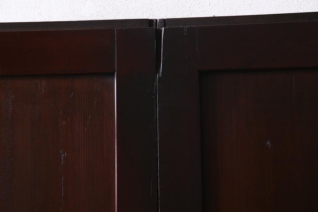 アンティーク建具　和製アンティーク　まっすぐな木目が美しい明治大正期の板戸(引き戸、建具)2枚セット(R-038138)