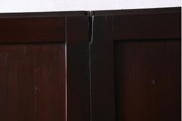 アンティーク建具　和製アンティーク　まっすぐな木目が美しい明治大正期の板戸(引き戸、建具)2枚セット(R-038138)