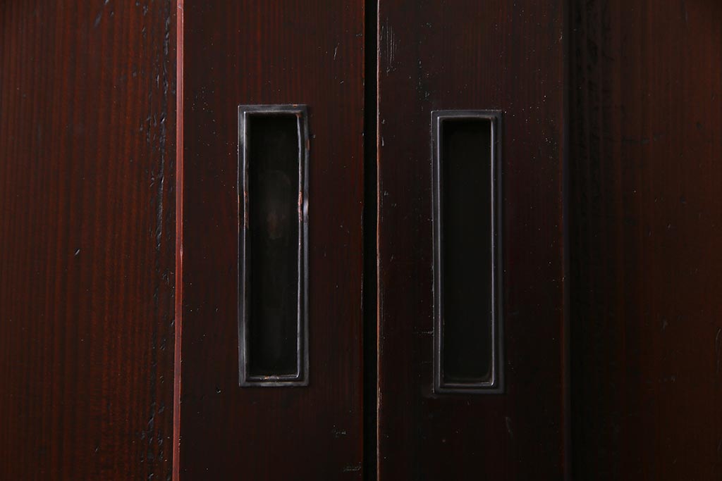 アンティーク建具　和製アンティーク　まっすぐな木目が美しい明治大正期の板戸(引き戸、建具)2枚セット(R-038138)