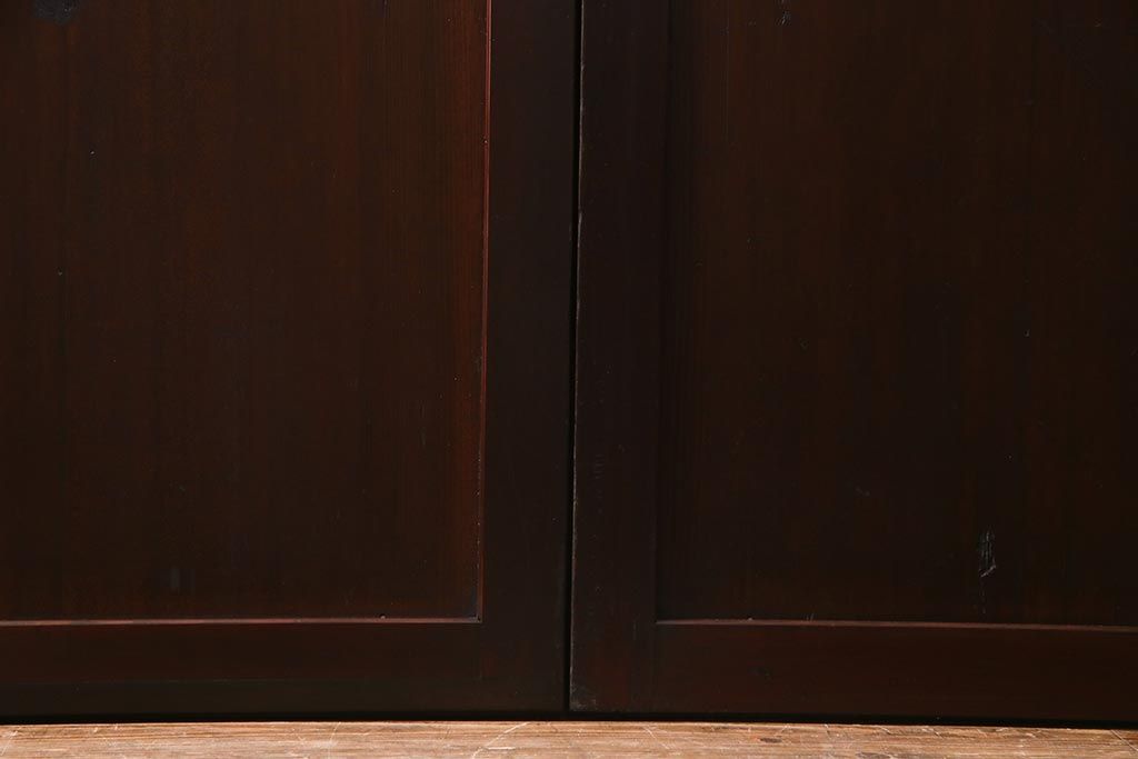 アンティーク建具　和製アンティーク　まっすぐな木目が美しい明治大正期の板戸(引き戸、建具)2枚セット(R-038138)