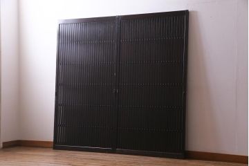 アンティーク建具　和製アンティーク　和の風情あふれる平格子戸2枚セット　(R-038139)