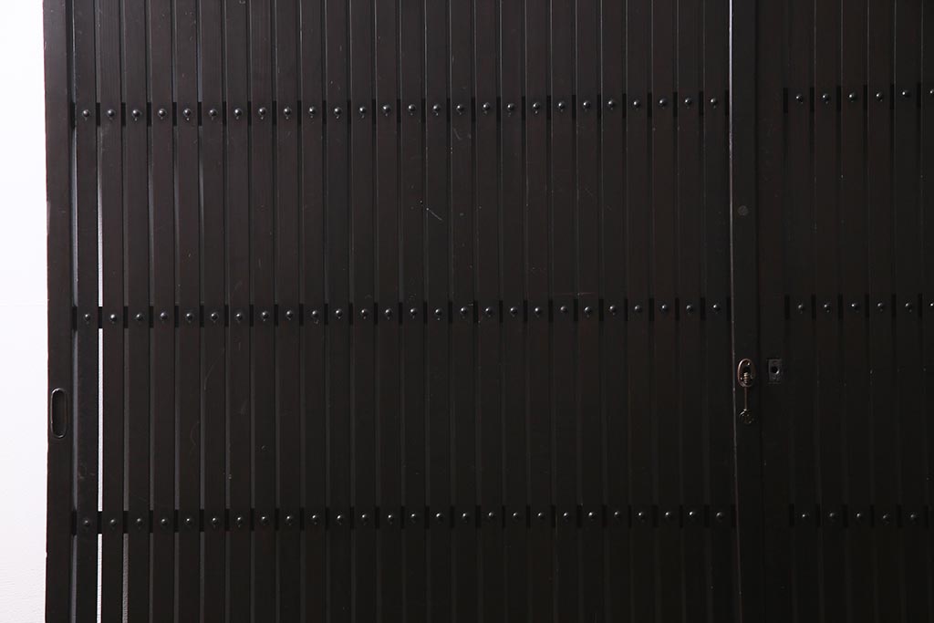 アンティーク建具　和製アンティーク　和の風情あふれる平格子戸2枚セット　(R-038139)